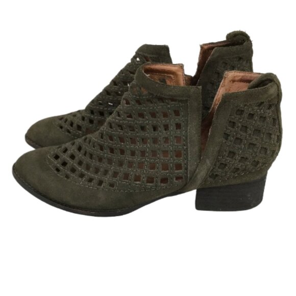 Jeffrey Campbell Taggert Lattice Olive Ankle Booties 10 - Picture 1 of 14